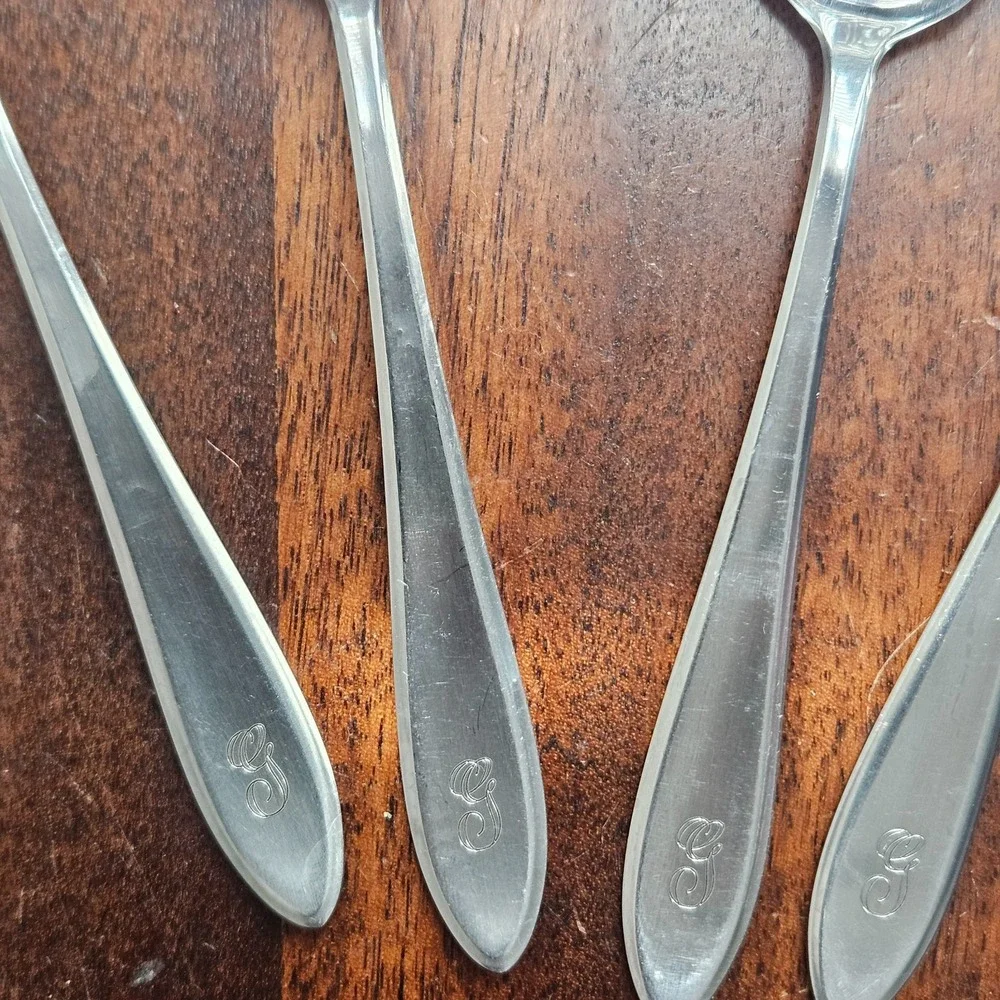 Vintage WMF Cromargan Germany Line 4 Place Oval Spoons 6in set